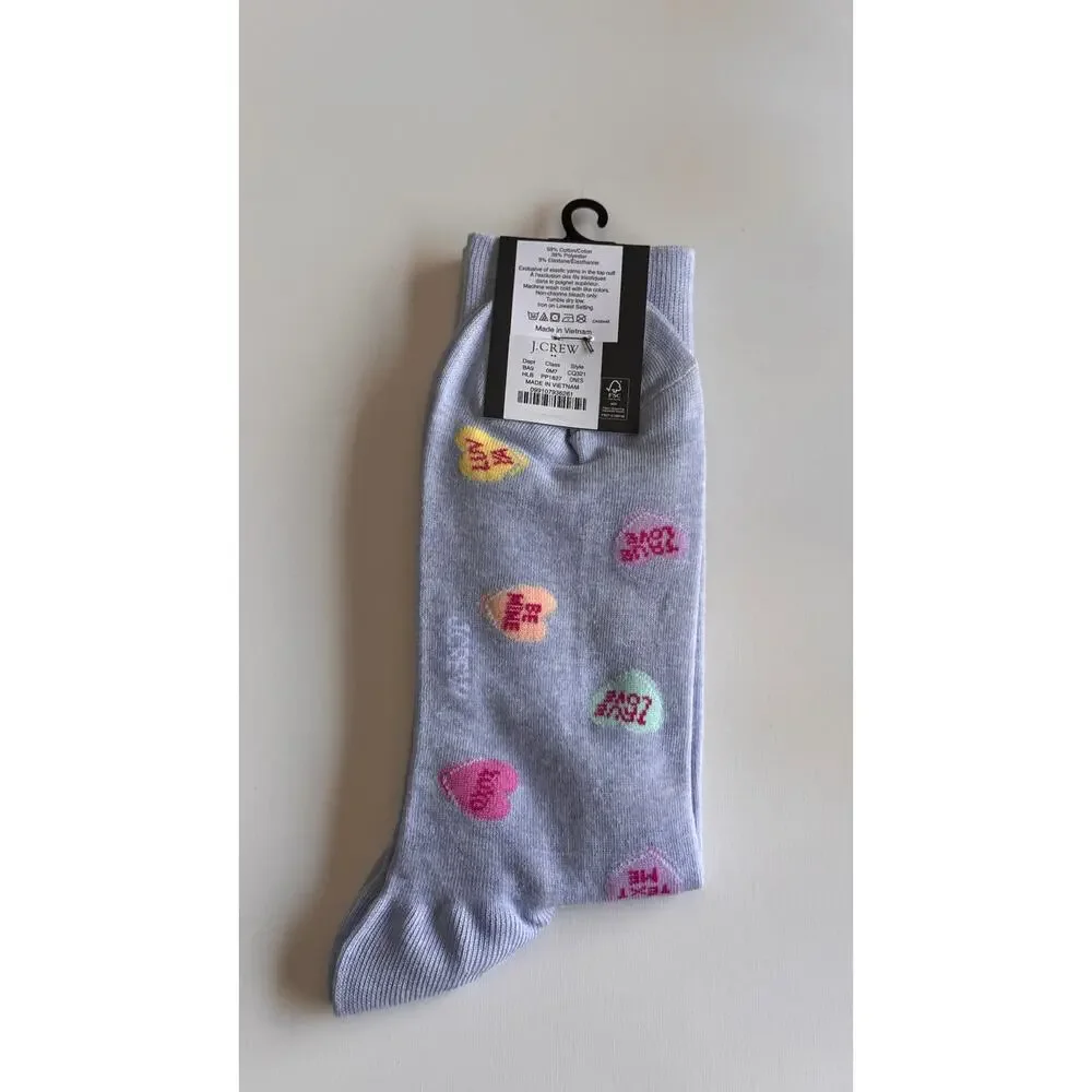 J.Crew Women's Candy Hearts Crew Style Socks NWT